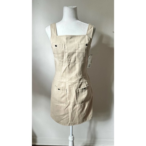 102 Laurel Jeans Beige Overall Dress Size 6 - Picture 1 of 16